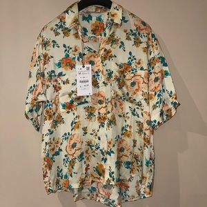 NWT Zara oversized floral shirt. See description